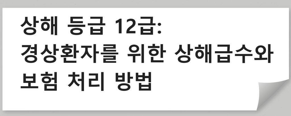 상해 등급 12급: 경상환자를 위한 상해급수와 보험 처리 방법