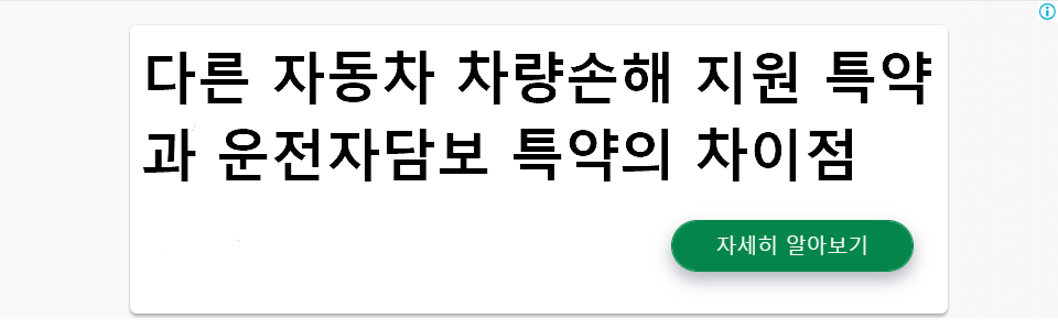 다른 자동차 차량손해 지원 특약과 운전자담보 특약의 차이점