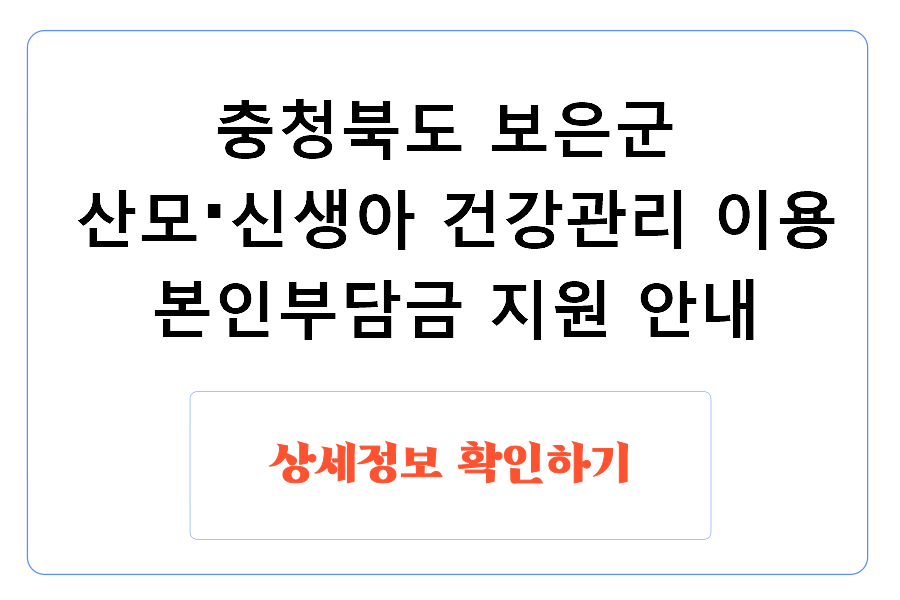 충청북도 보은군 산모·신생아 건강관리 이용 본인부담금 지원 안내 2024